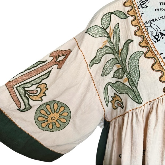 Zara Linen Blend Embroidered Dress Rare - Picture 3 of 13